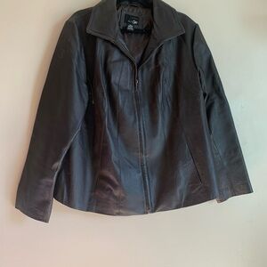 East 5th Women's Leather Jacket Size 1X Black Full Zip Winter Coat Outerwear